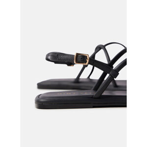 Mint Velvet Black Leather Strappy Sandals